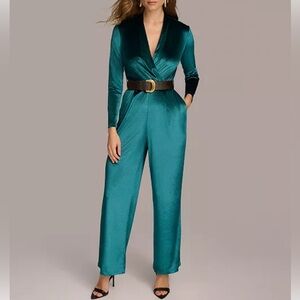 Donna Karan Belted Velvet Jumpsuit